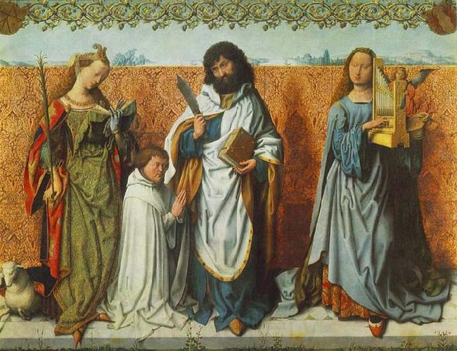 MASTER of the St. Bartholomew Altar St Agnes, St Bartholomew and St Cecilia Norge oil painting art